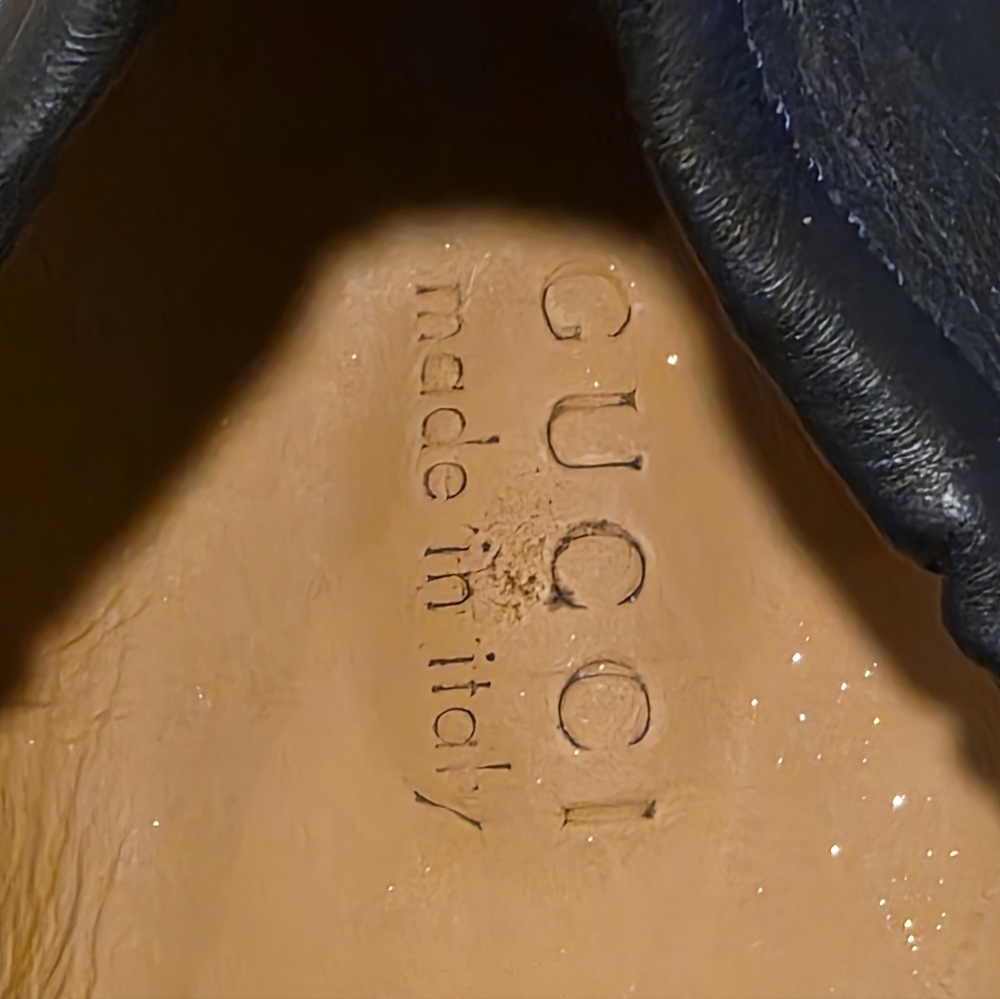 Gucci Kids Dark Navy Leather Loafers with Red Web Ribbon and Horsebit - Picture 3 of 4